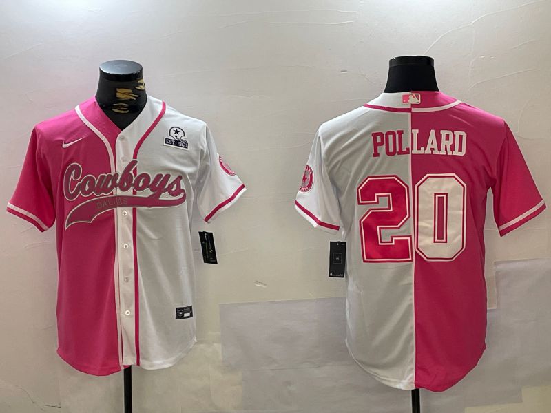 Men Dallas Cowboys #20 Pollard white pink Joint Name 2024 Nike Limited NFL Jersey style 3->dallas cowboys->NFL Jersey